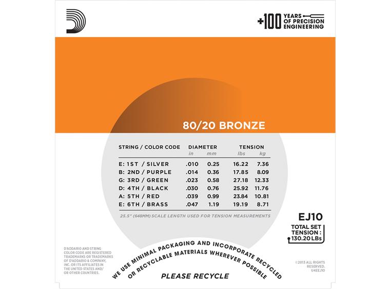 D'Addario EJ10 Bronze 80/20 (010-047)